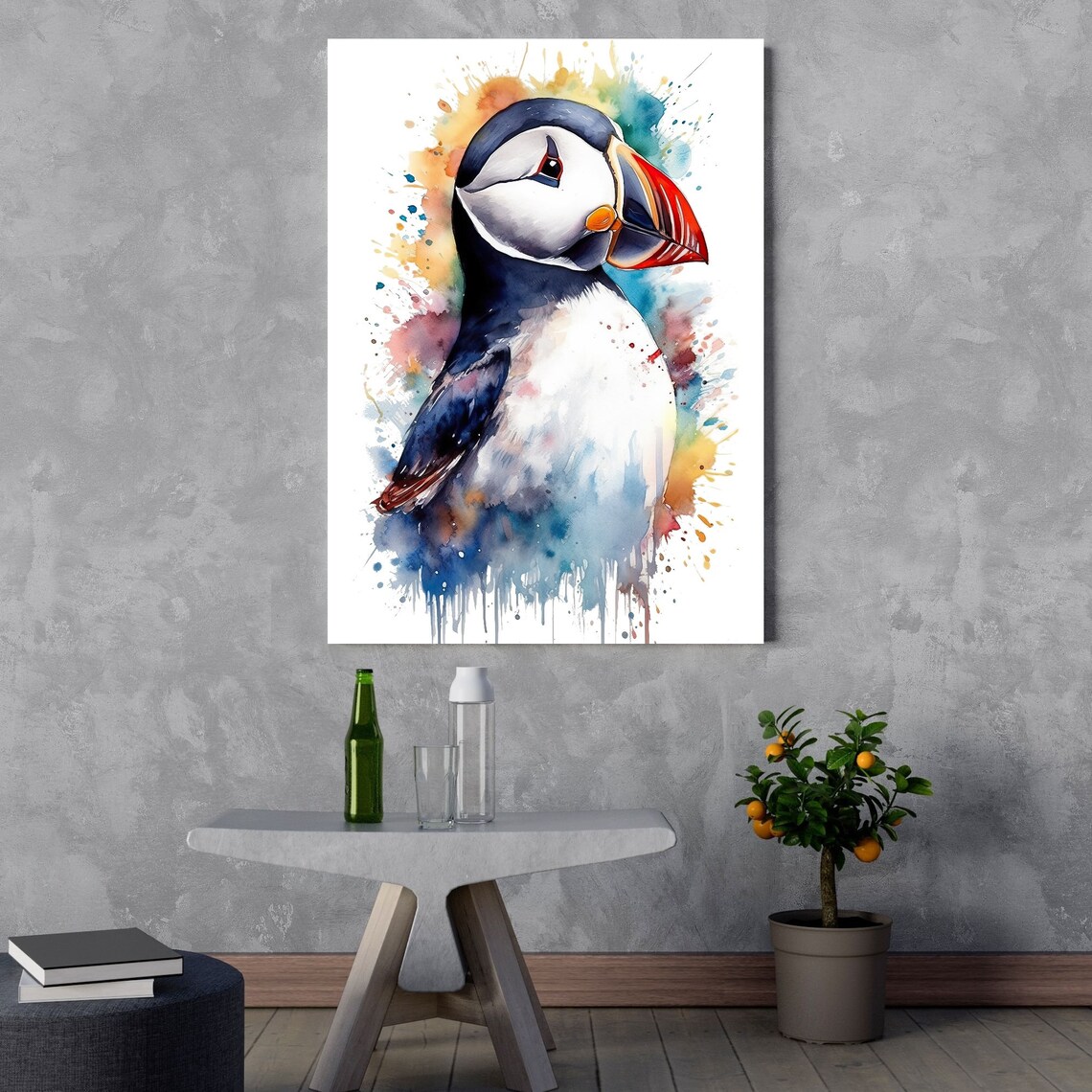 Puffin Watercolor Art Print, Modern Wildlife - Image 3