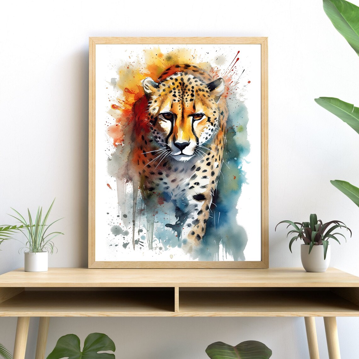 Cheetah Watercolor Art Print, Modern Animal Decor