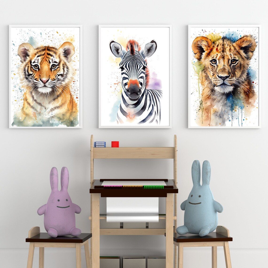 Safari Nursery Art Bundle, Watercolor Animal Illustrations - Image 2