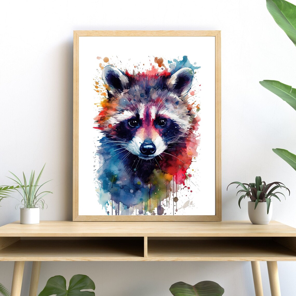 Raccoon Watercolor Art Print, Modern Wildlife Decor
