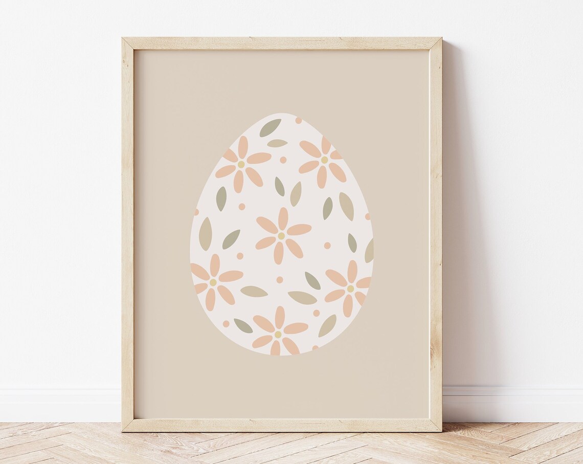 Floral Easter Egg Boho Easter Decor Art Print