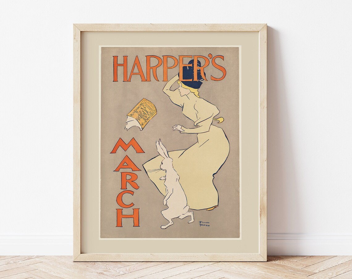 Harpers March Vintage Edward Penfield Woman Rabbit Art Print Poster - Image 5