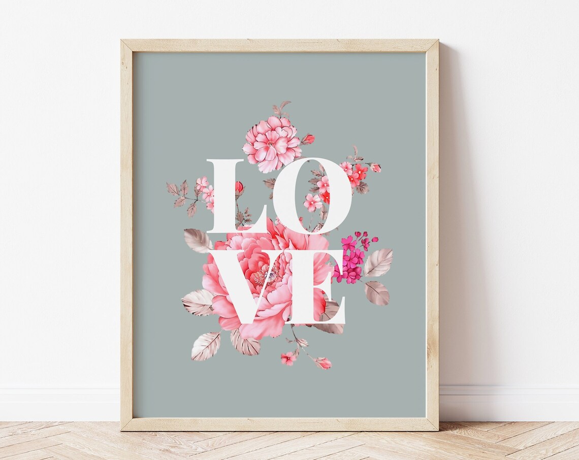 Valentines Day Floral Love Art Print, Nursery Decor - Image 4