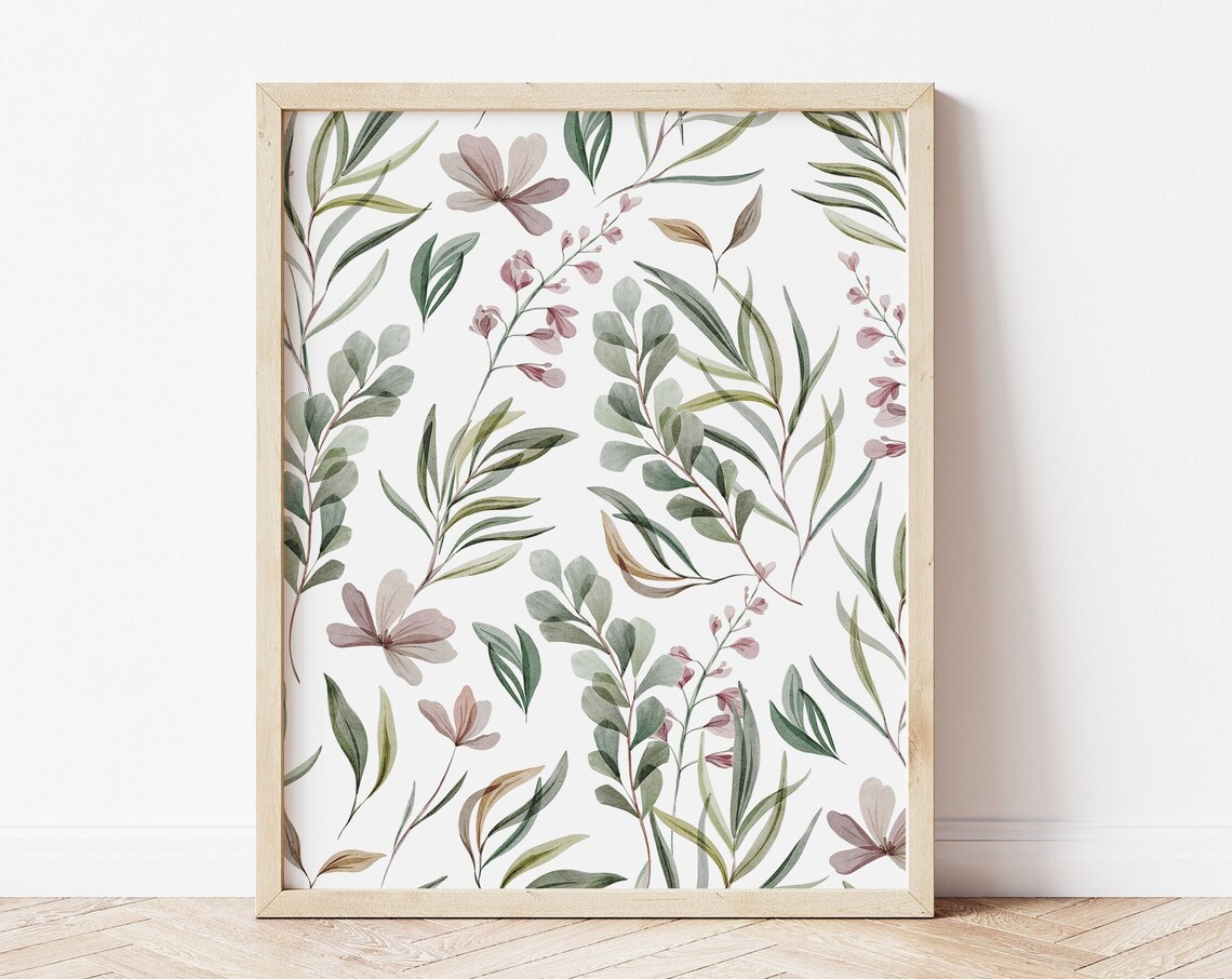 Watercolor Botanical Spring Decor Wall Art Print