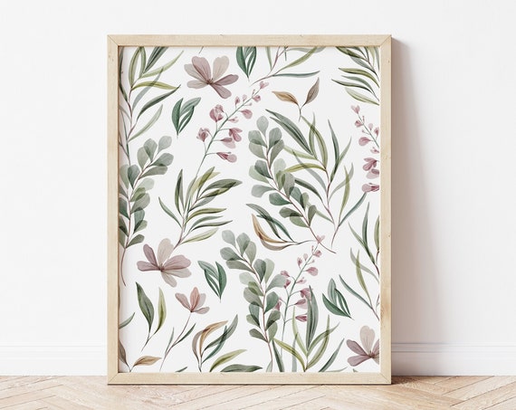 Watercolor Botanical Spring Decor Wall Art Print