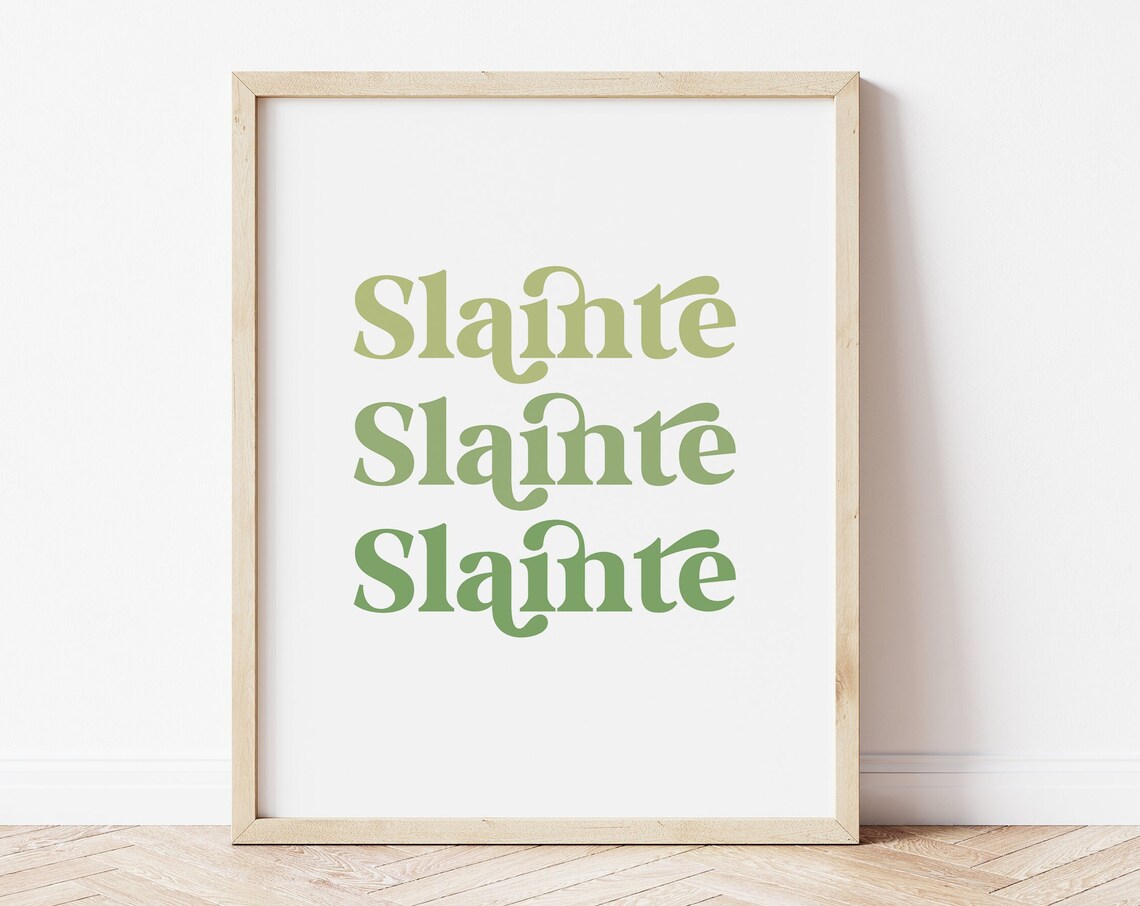 Slainte St Patricks Day Art Print, Boho Decor