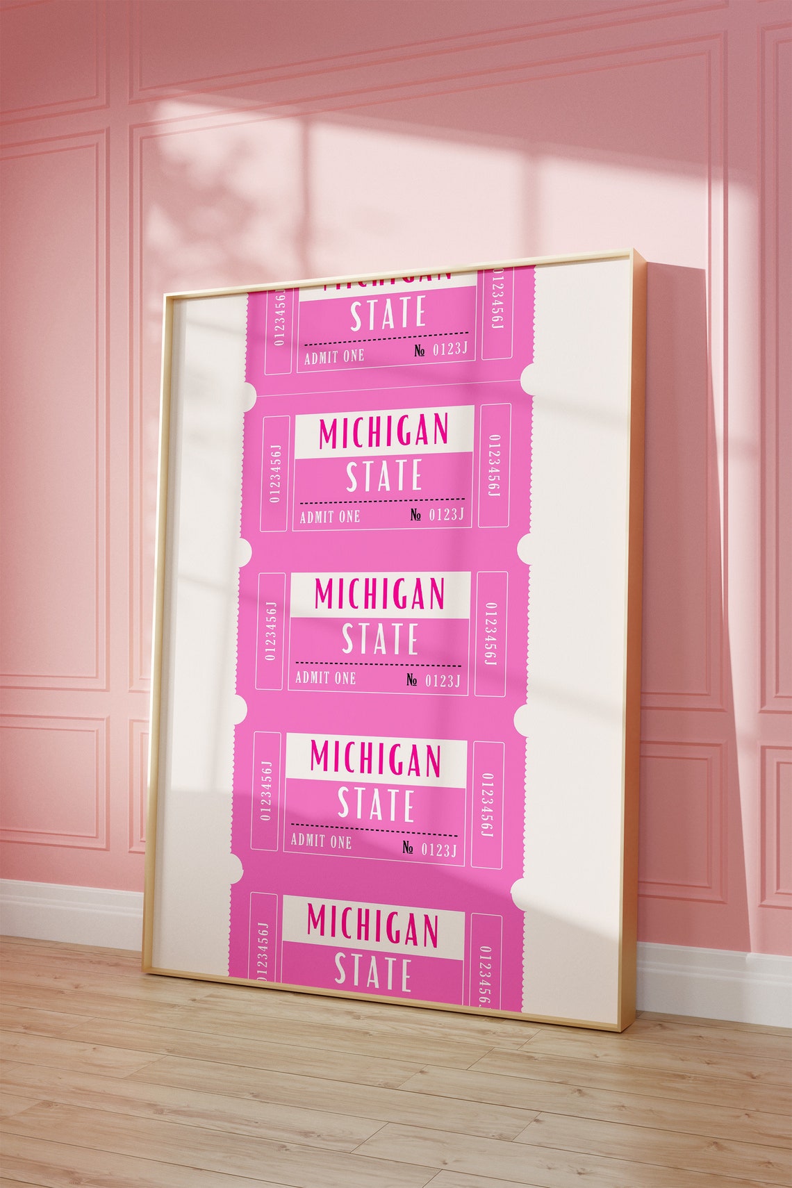 Michigan State Pink Ticket Stub Collegiate Game Room Wall Decor Poster - Image 4