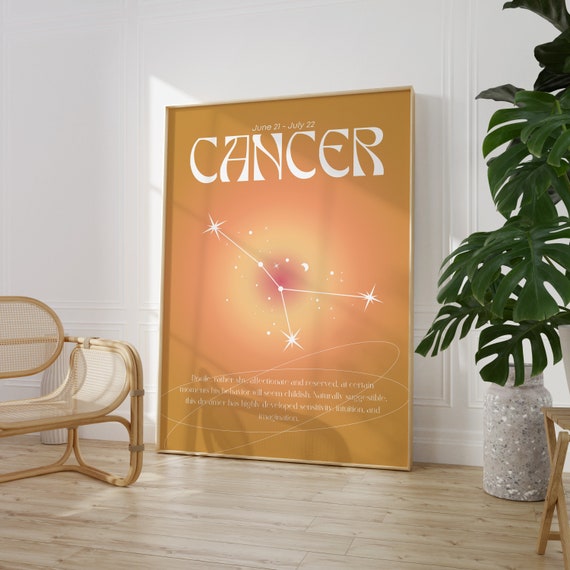Cancer Star Sign Instant Print Zodiac Art Spiritual Wall Art Aura Gradient Poster Download