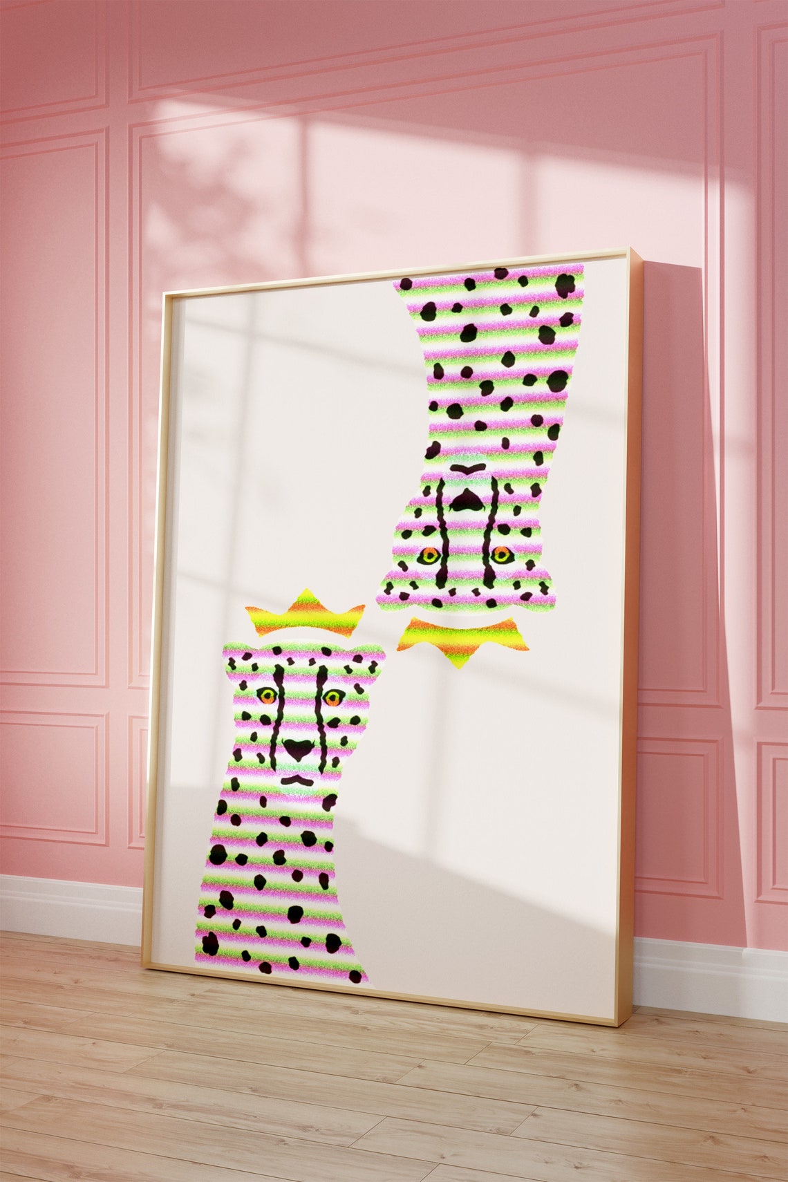 Pink White Leopard Poster Print Cheetah Wall Art Trendy Wall Art Preppy Room Decor Maximalist Decor Boho Wall Art Boho Deco - Image 2