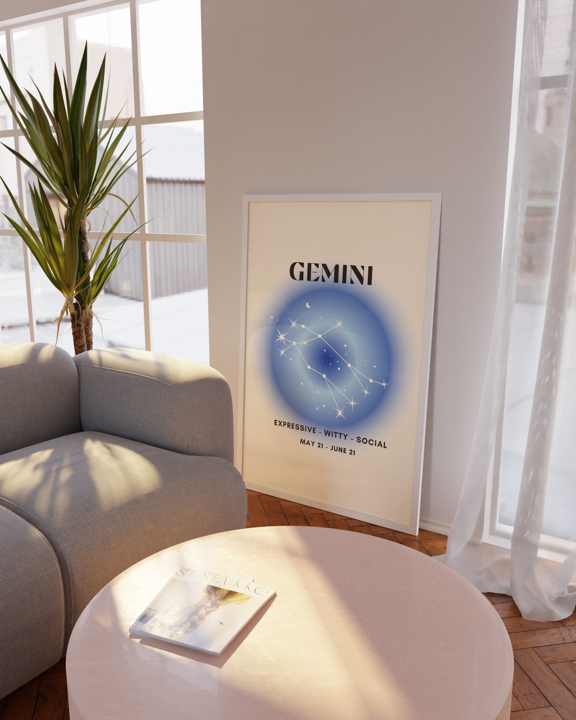 Gemini Zodiac Blue Aura Constellation Expressive Star Sign Poster - Image 4