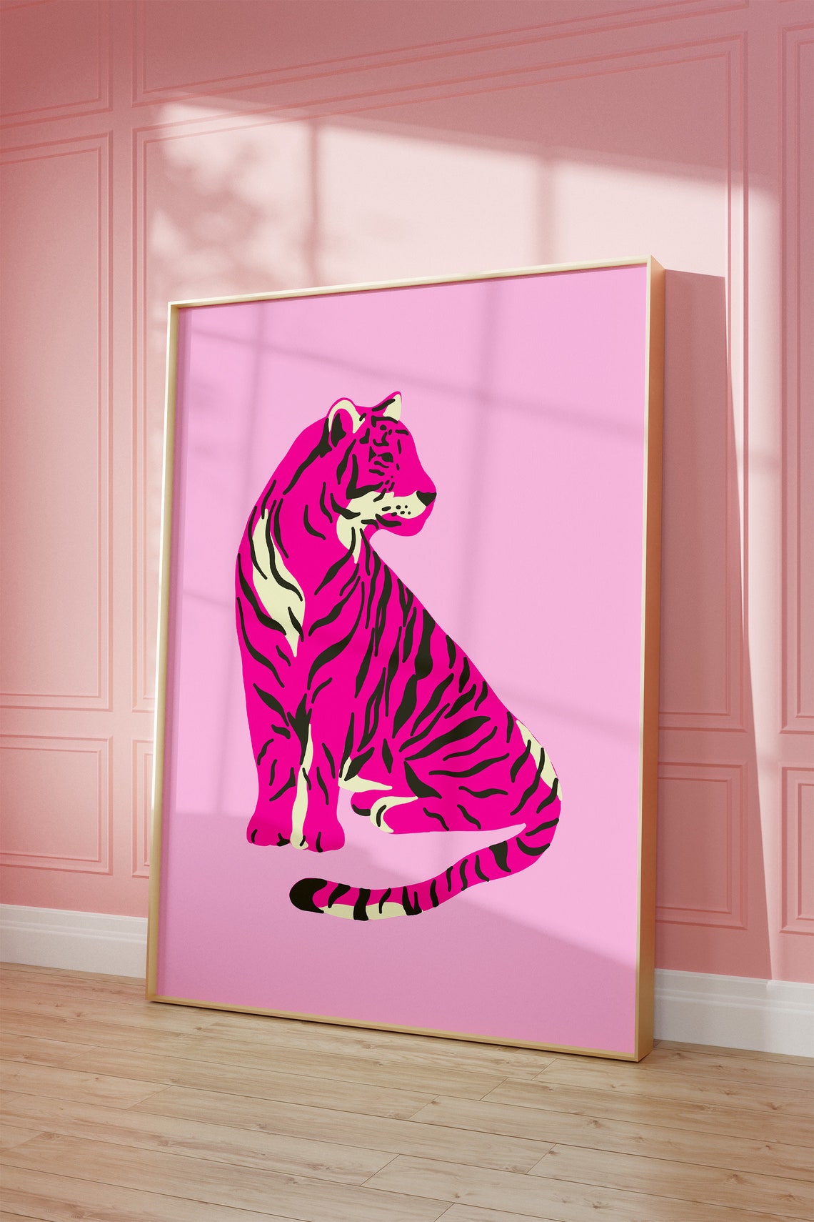 Pink Tiger Poster Print Cheetah Wall Art Trendy Wall Art Preppy Room Decor Maximalist Decor Boho Wall Art Boho Decor - Image 3