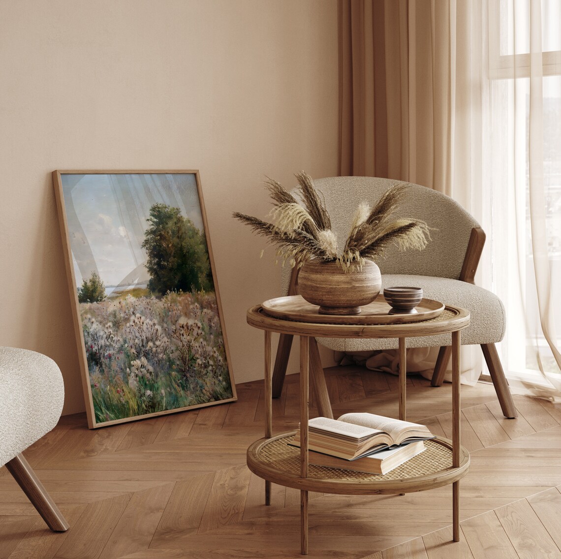 Wildflower Meadow Vintage Field Painting Rustic Country Poster