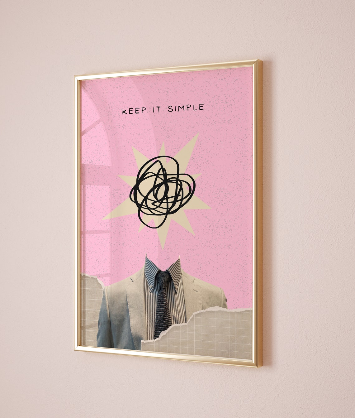 Keep It Simple Surreal Pink Collage Business Starburst Poster