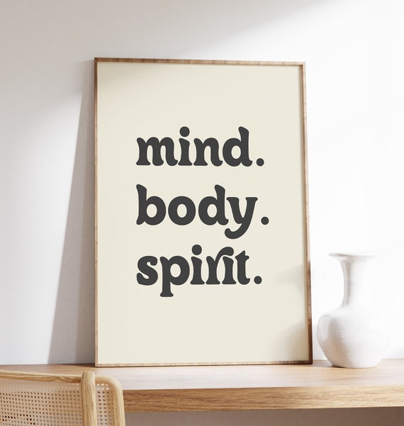 Mind Body Spirit Print Trendy Retro Wall Art Motivational And Inspirational Healthy Living Positive Affirmations