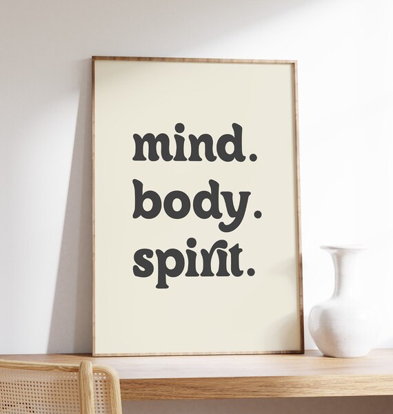 Mind Body Spirit Retro Wellness Trendy Healthy Living Quote Poster