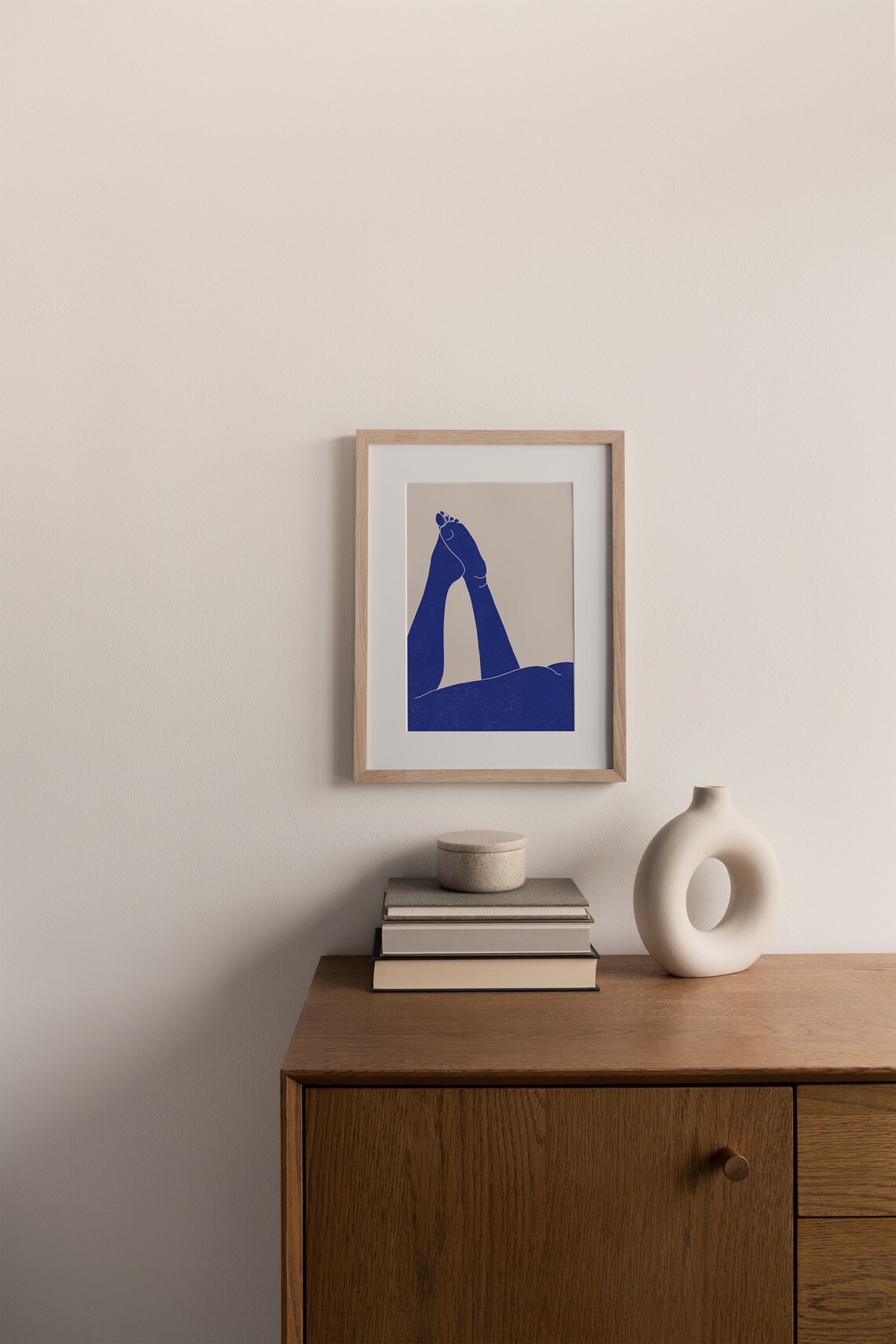 Blue Nude Study 02, Woodblock Style Female Form - Image 2