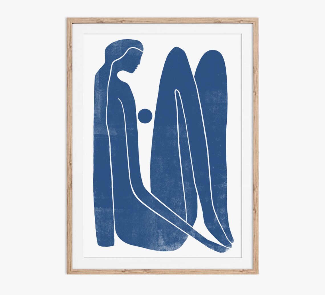 Thinking Blue, Figurative Illustration Artwork