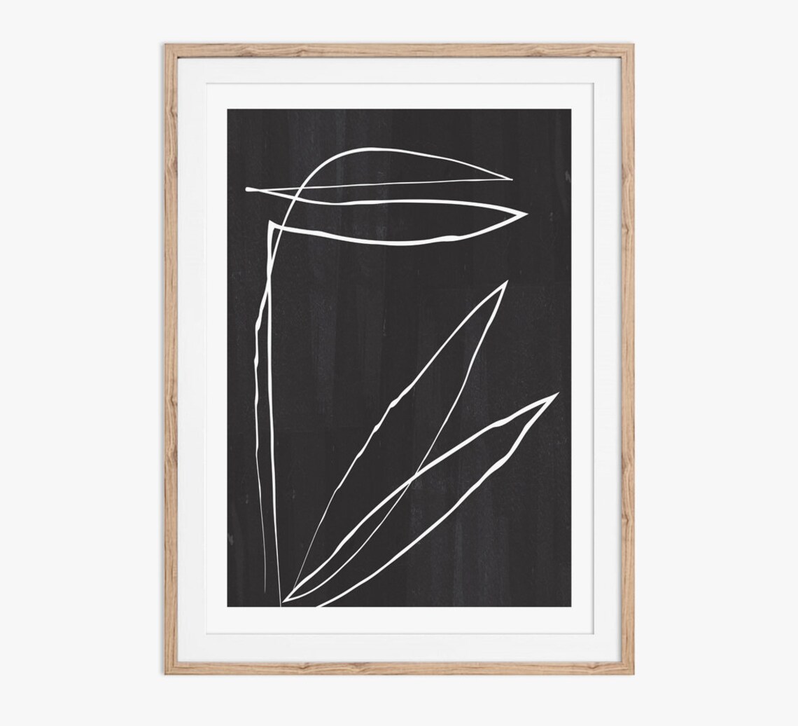Abstract Botanic Line Drawing, Minimal Plant Sketch