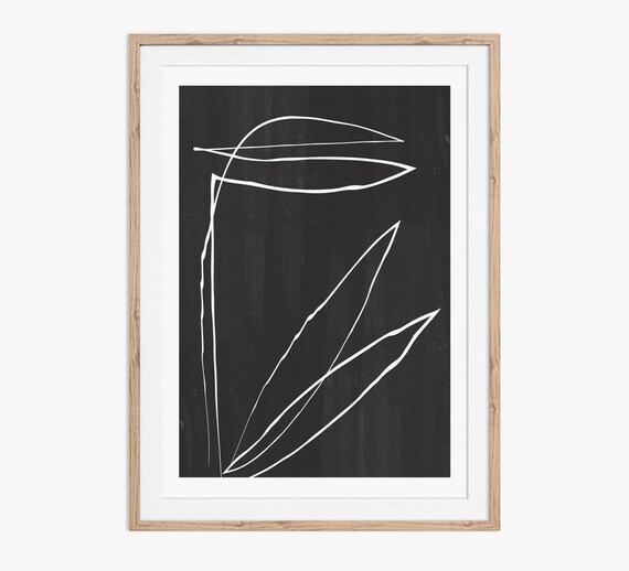 Abstract Botanic Line Drawing, Minimal Plant Sketch