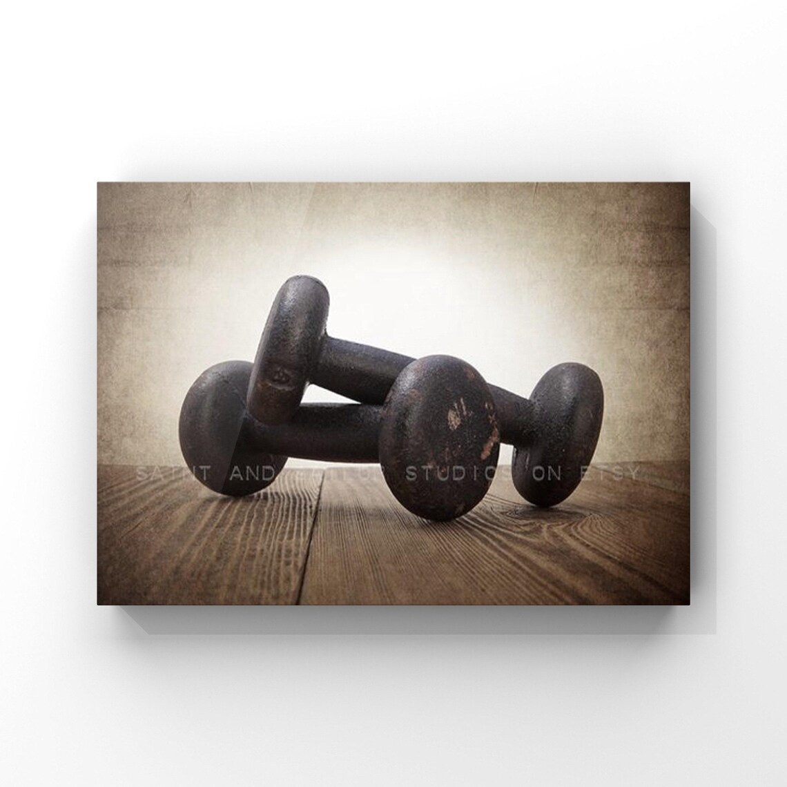 Vintage Iron Weights Photo Print, Rustic Gym Decor