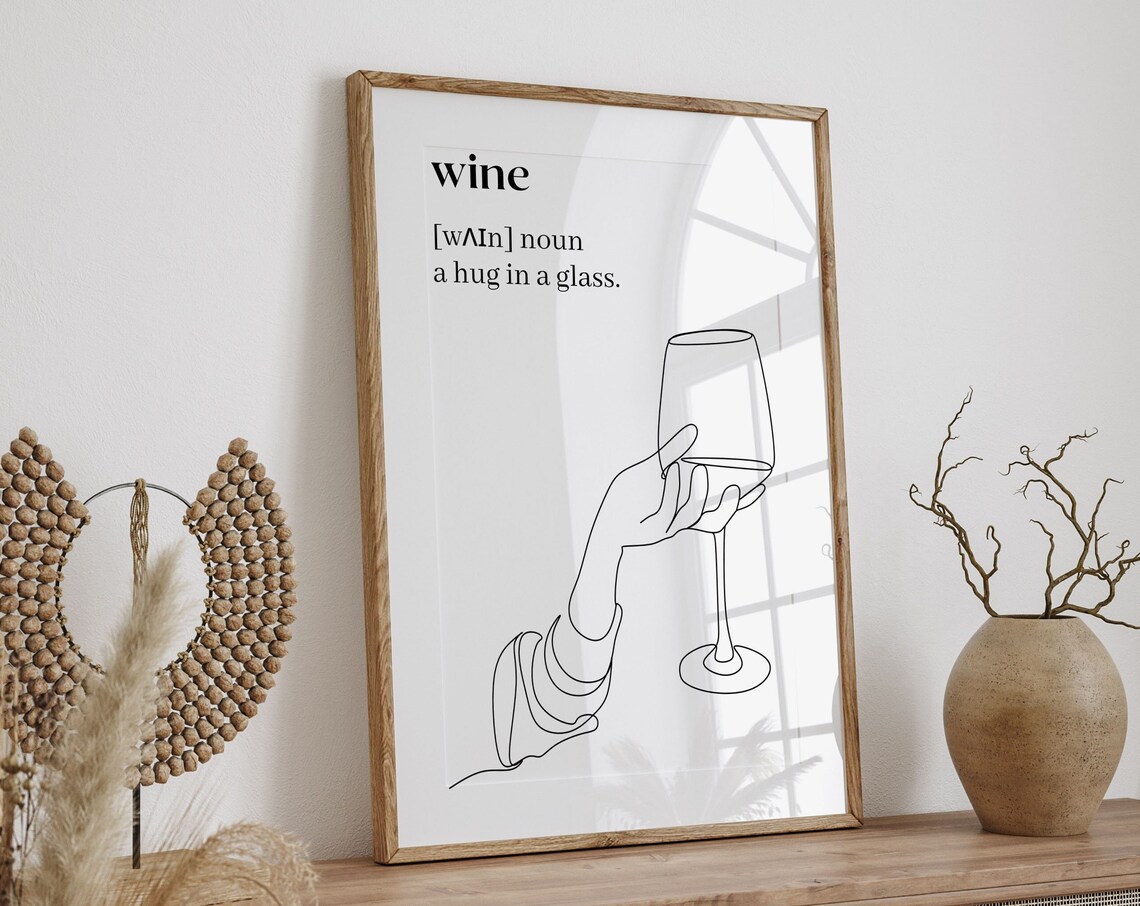 Wine Definition Hug In A Glass Home Bar Line Art Decor Poster - Image 7