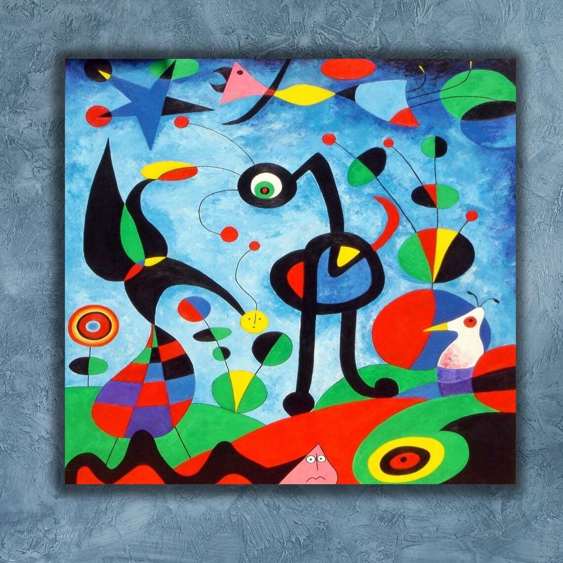 Playful Colorful Abstract Birds Shapes Surrealist Modern Art Poster - Image 3