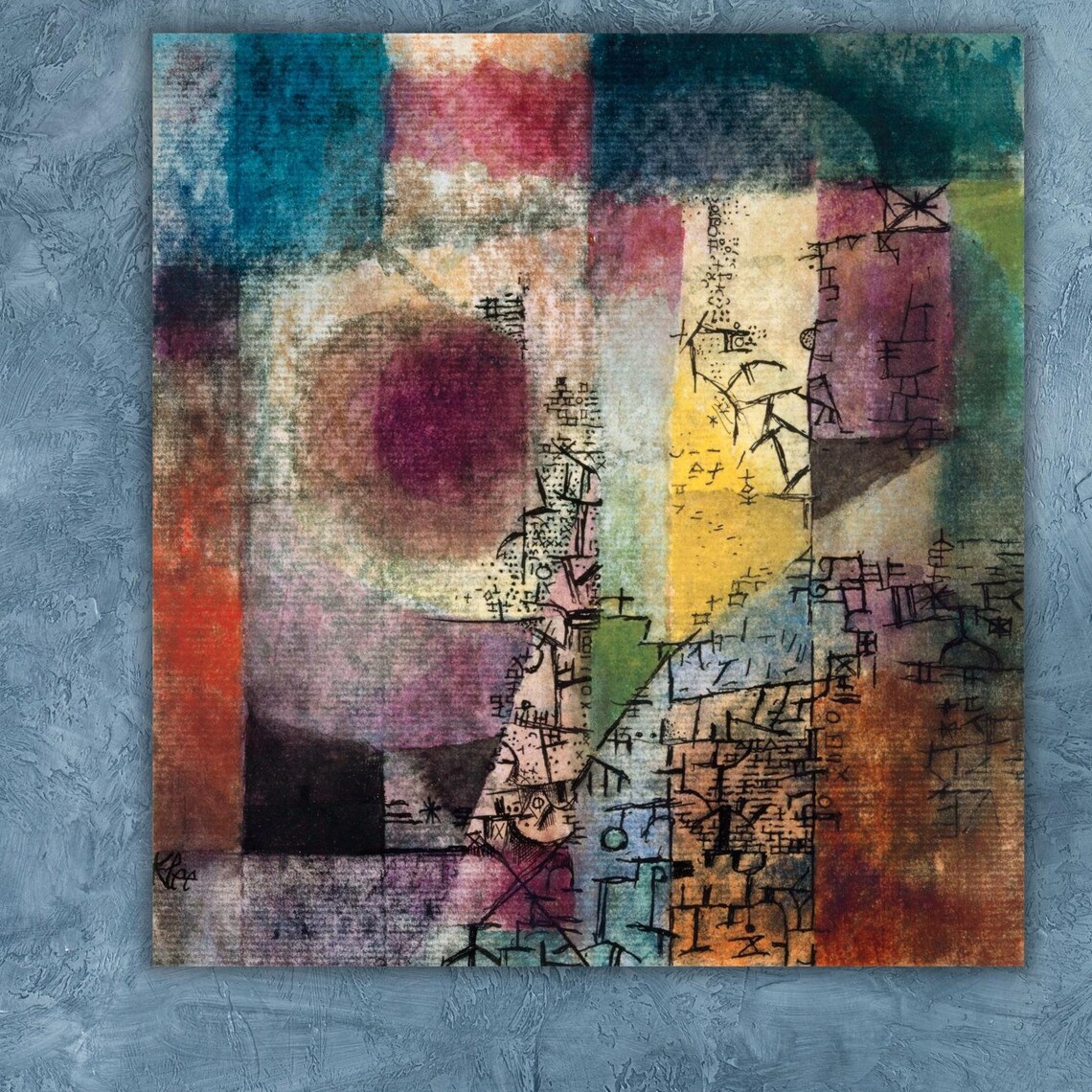 Paul Klee Untitled 1914 Abstract Watercolor Glyphs Color Blocks Poster