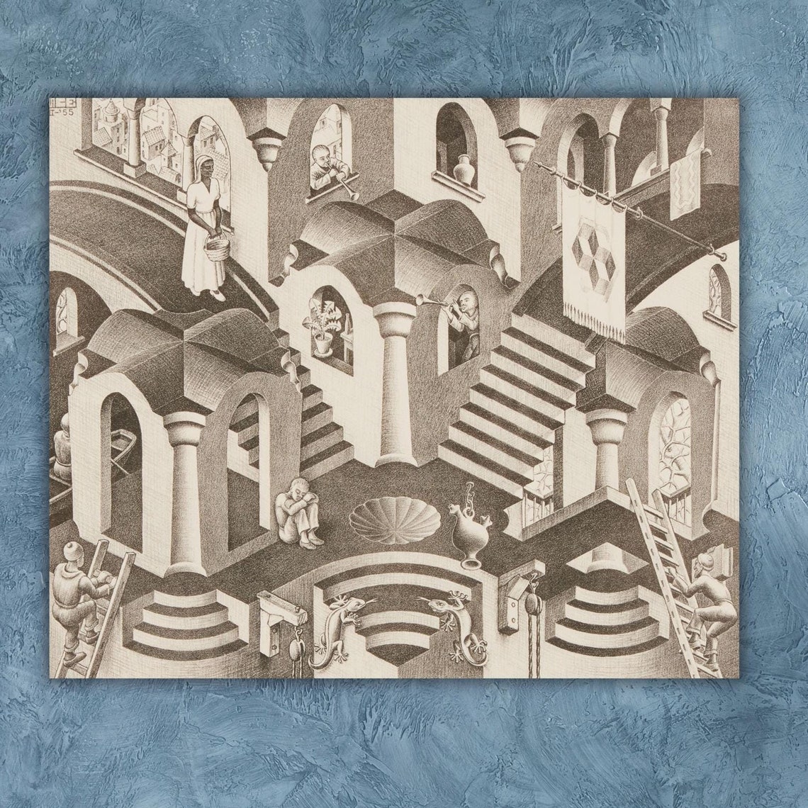 MC Escher Convex and Concave Impossible Staircase Lithograph Poster