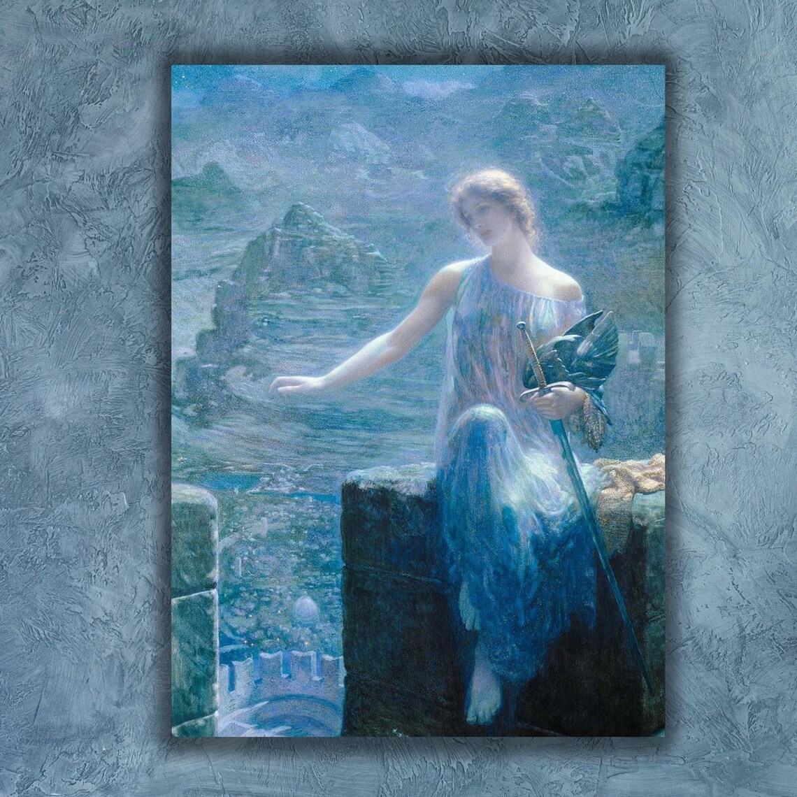 Edward Robert Hughes Valkyries Vigil Sword Maiden Moonlit Sea Poster