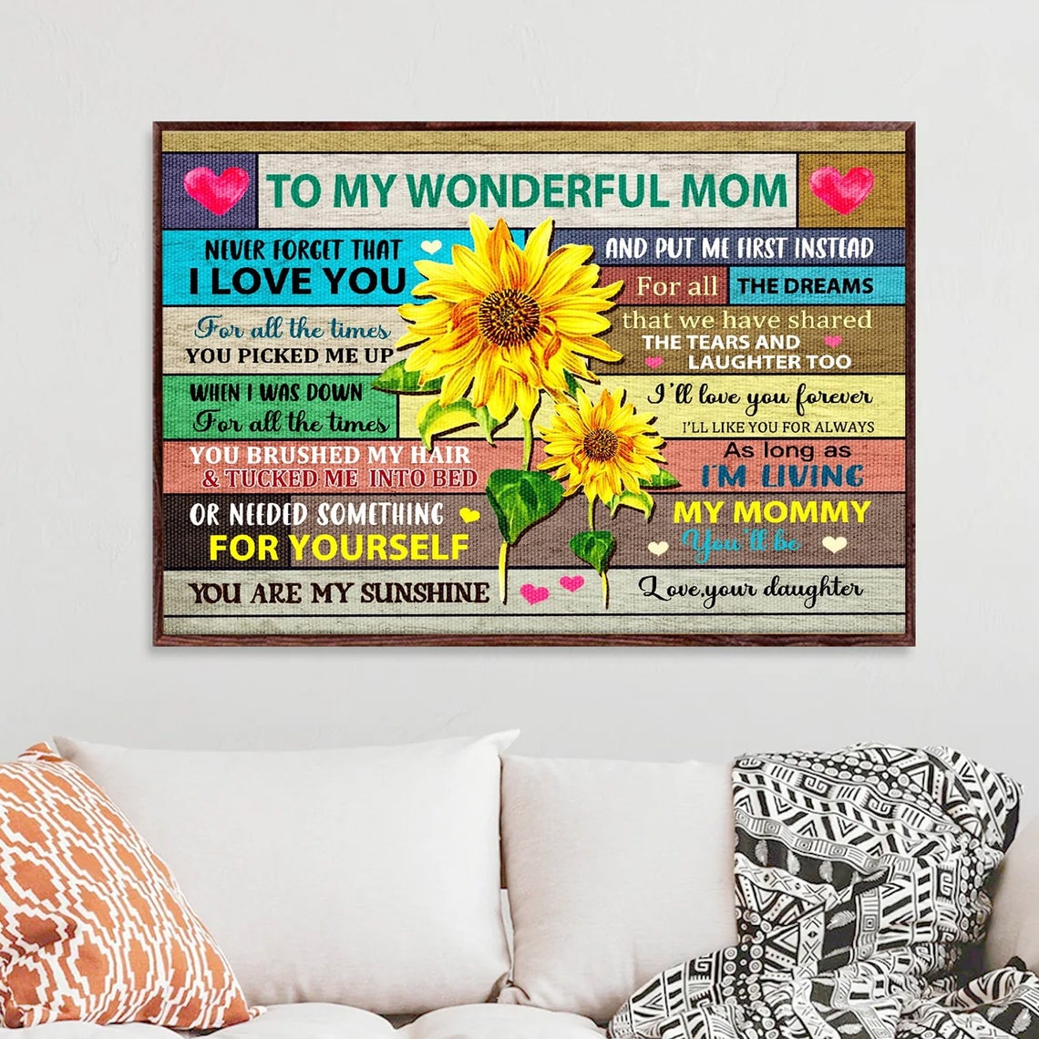 To My Wonderful Mom Sunflower Patchwork 'You Are My Sunshine' Poster - Image 4