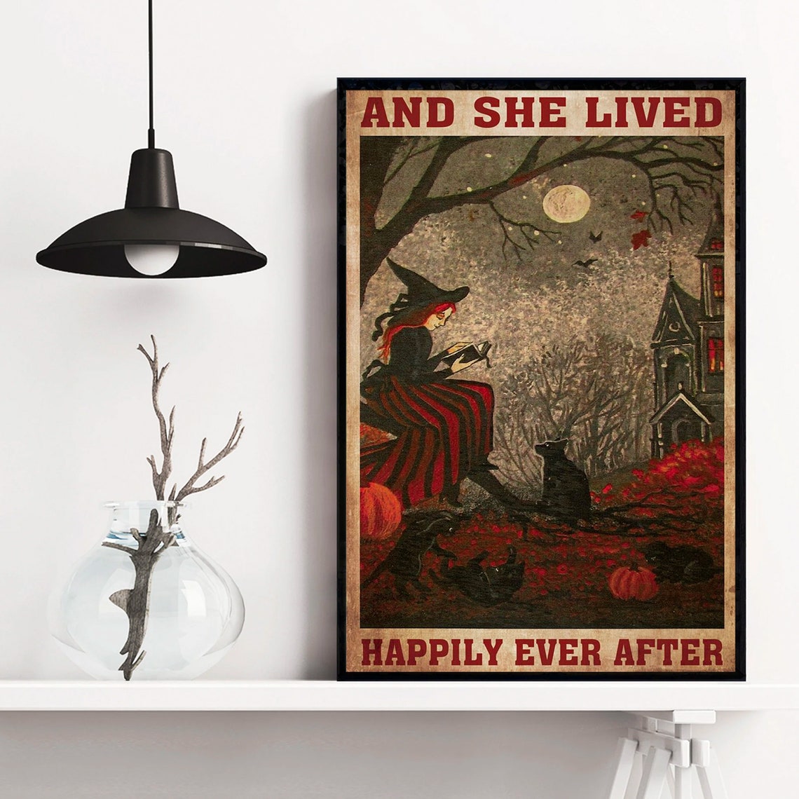 And She Lived Happily Ever After Witch Reading Halloween Poster - Image 4