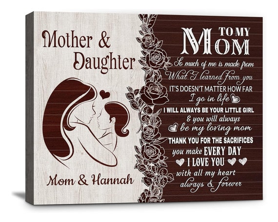 To My Mom Personalized Mothers Day Gifts For Mom From Daughter Unique Birthday Presents For Mom Wall Art Home Decor
