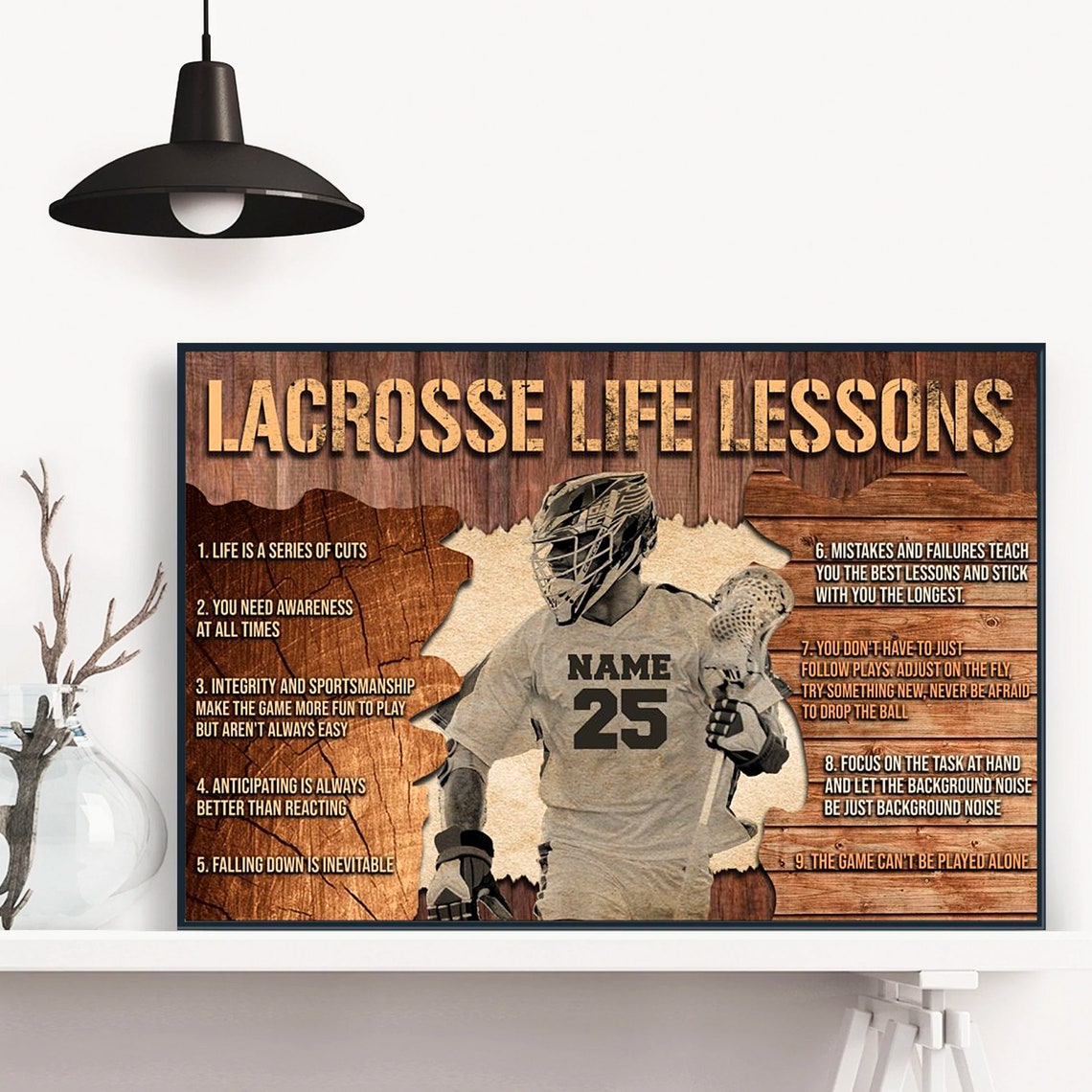 Lacrosse Life Lessons Personalized Player Name Jersey Team Gift Poster - Image 3