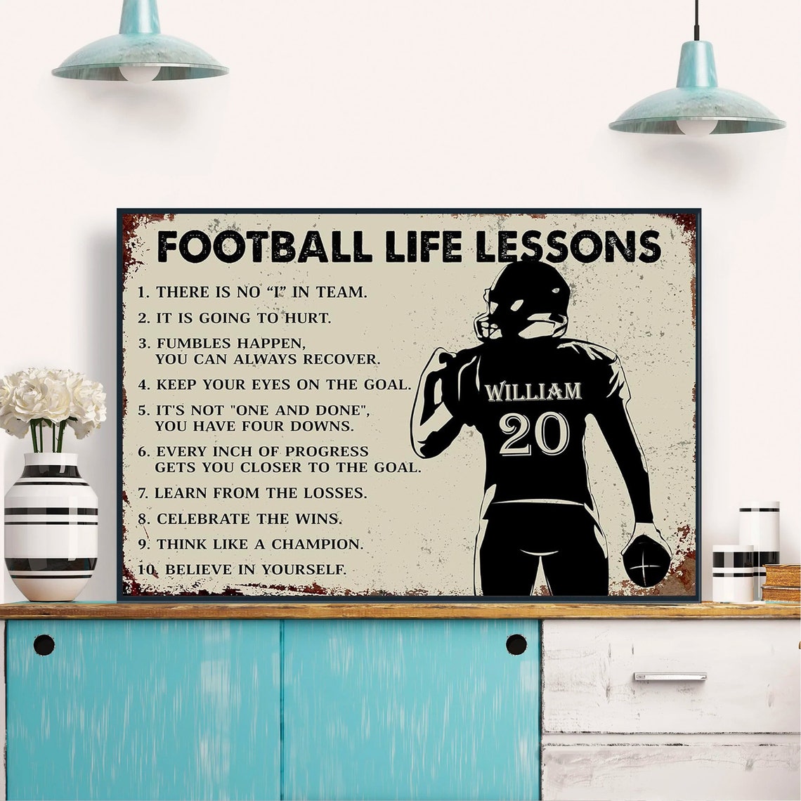 Personalized Football Is Life Posters Football Wall Art Football Wall Art Football Gifts For Boys Kids Bedroom Decor - Image 4