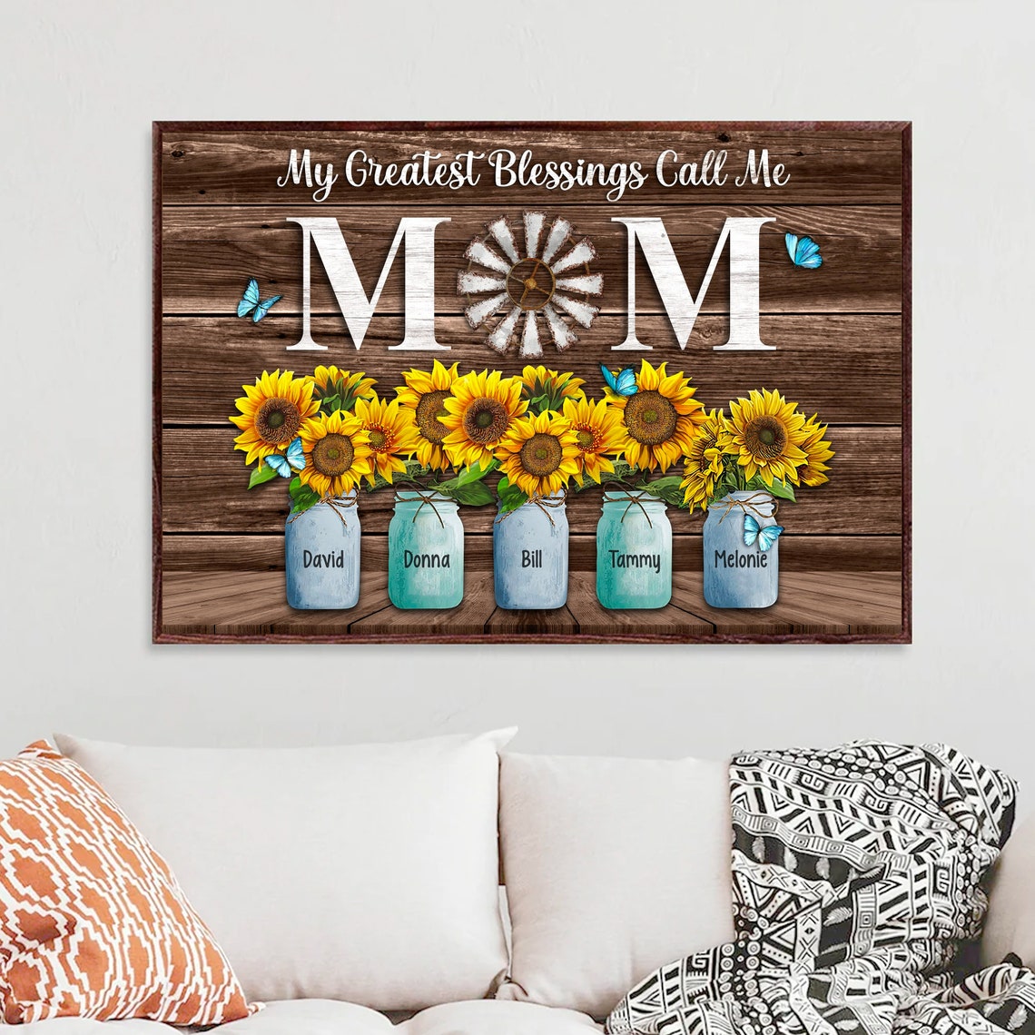 My Greatest Blessings Call Me Mom Sunflower Personalized Poster - Image 2