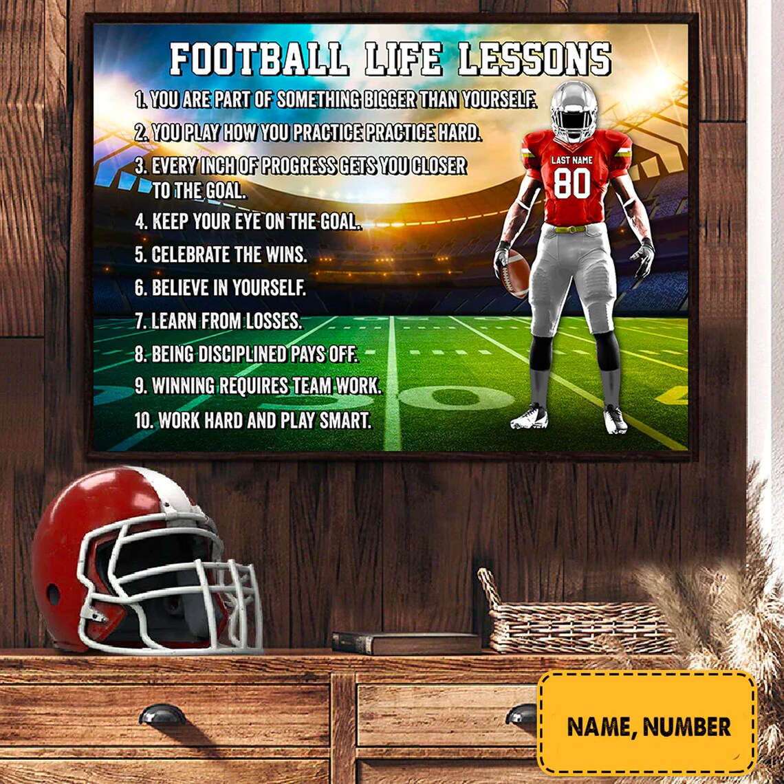 Football Life Lessons Personalized Poster, Custom Name - Image 4