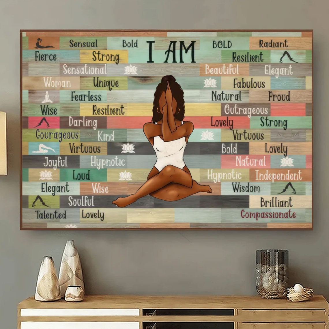 I Am Bold Sensual Strong Yoga Woman Affirmation Canvas Poster - Image 3