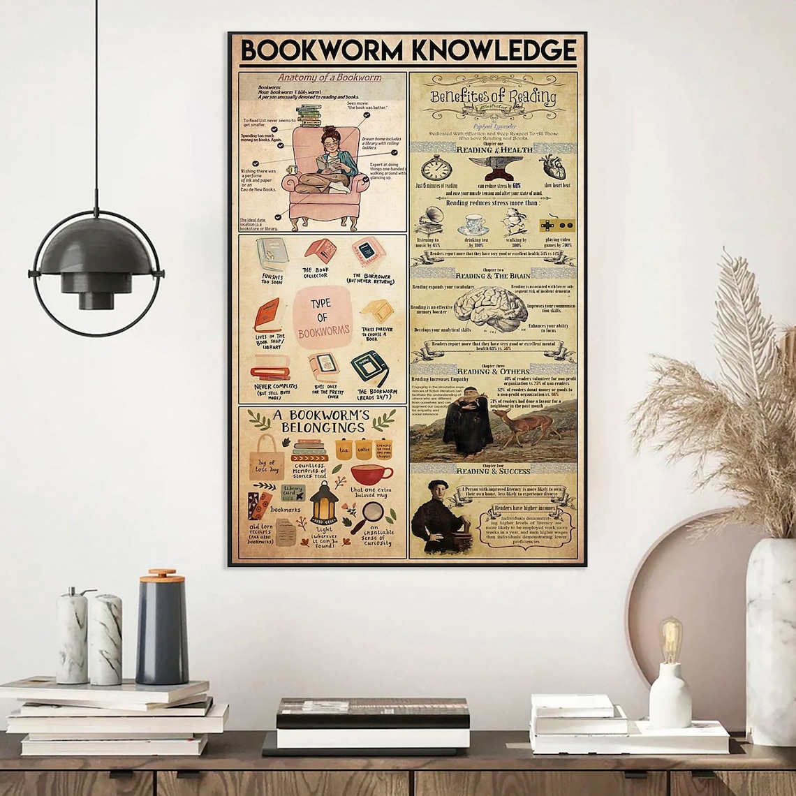 Bookworm Knowledge Poster, Book Lover Gift - Image 2