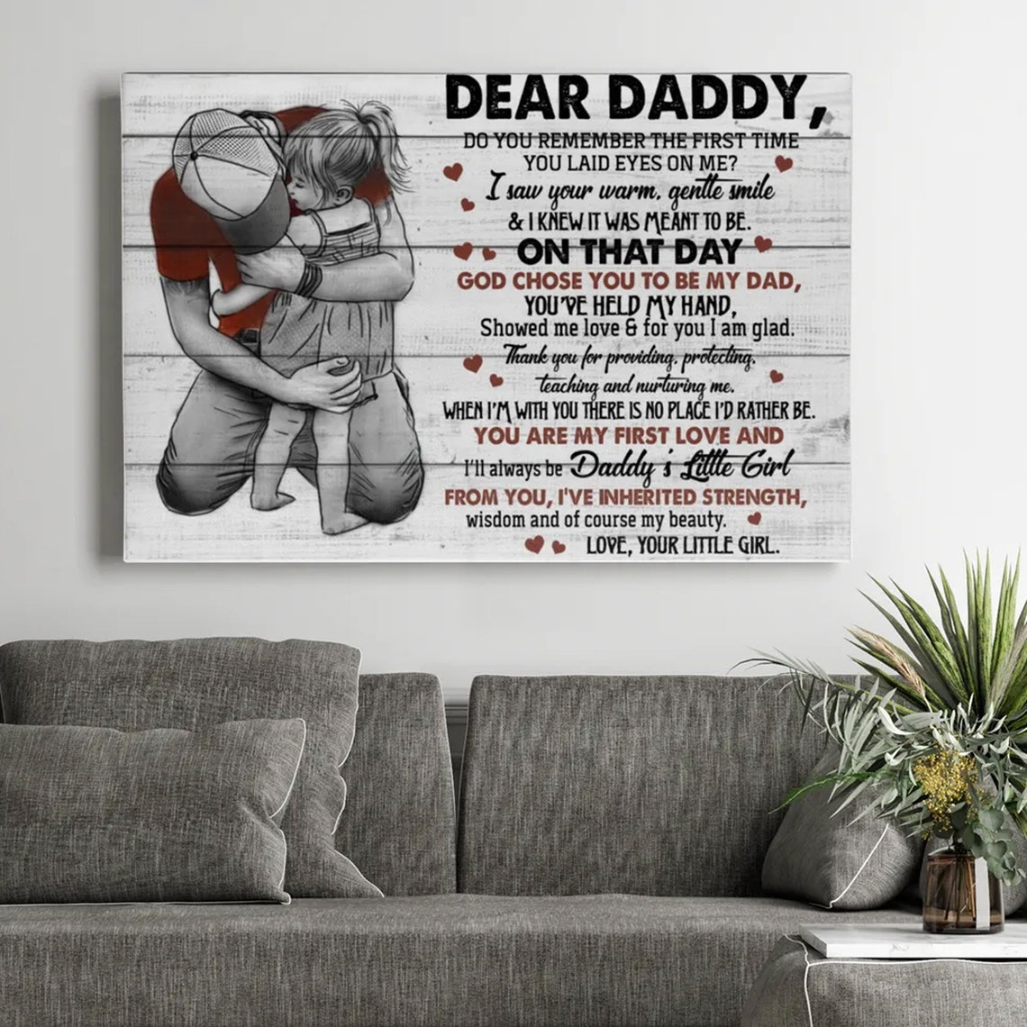 Dear Daddy You Are My First Love Gift For Dad From Daughter Fathers Day Gift Personalized Daughter To My Dad Canvasposter - Image 4