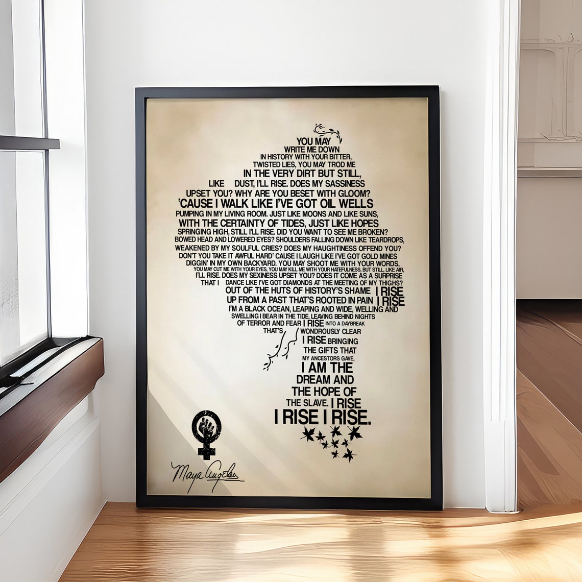 Maya Angelou Still I Rise Poem Inspirational Word Art Poster