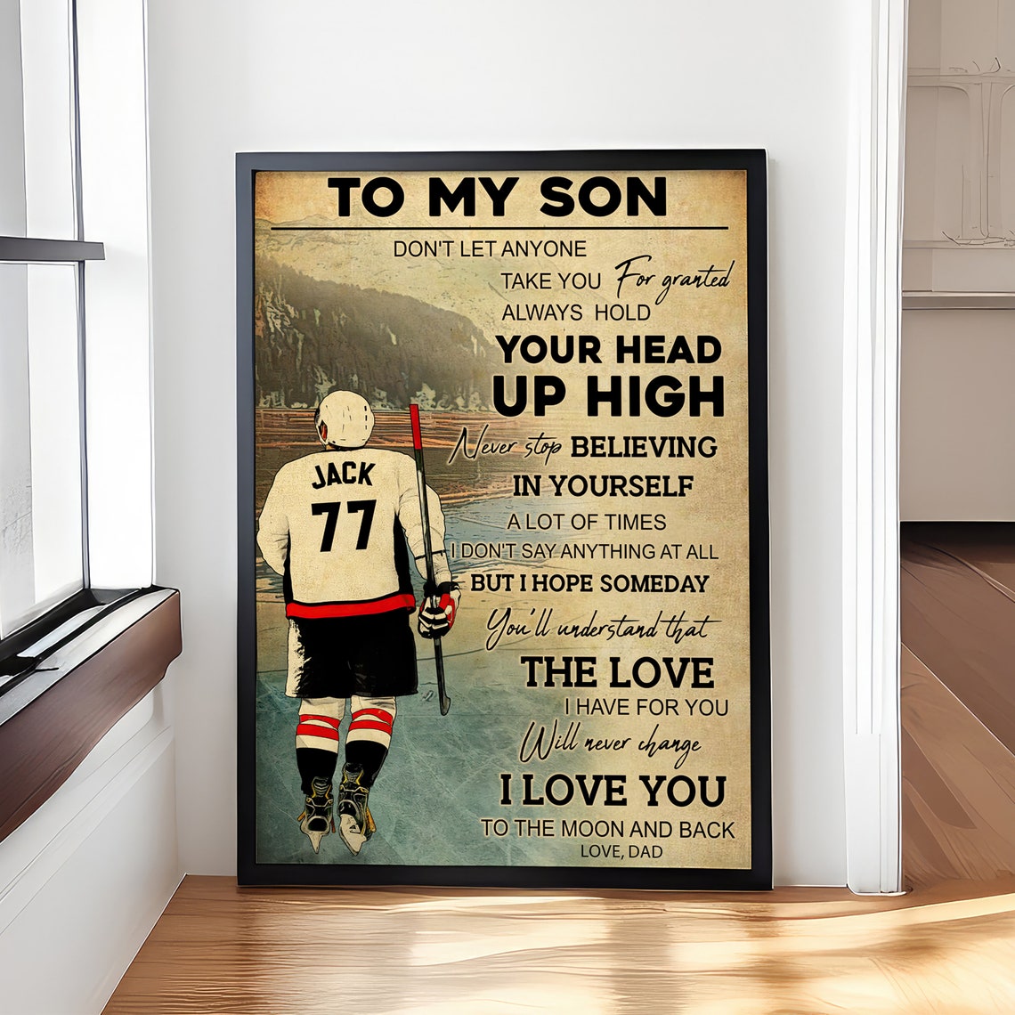 Personalized Ice Hockey Poster Hockey Gifts Gifts For Hockey Players Sport Gifts For Son