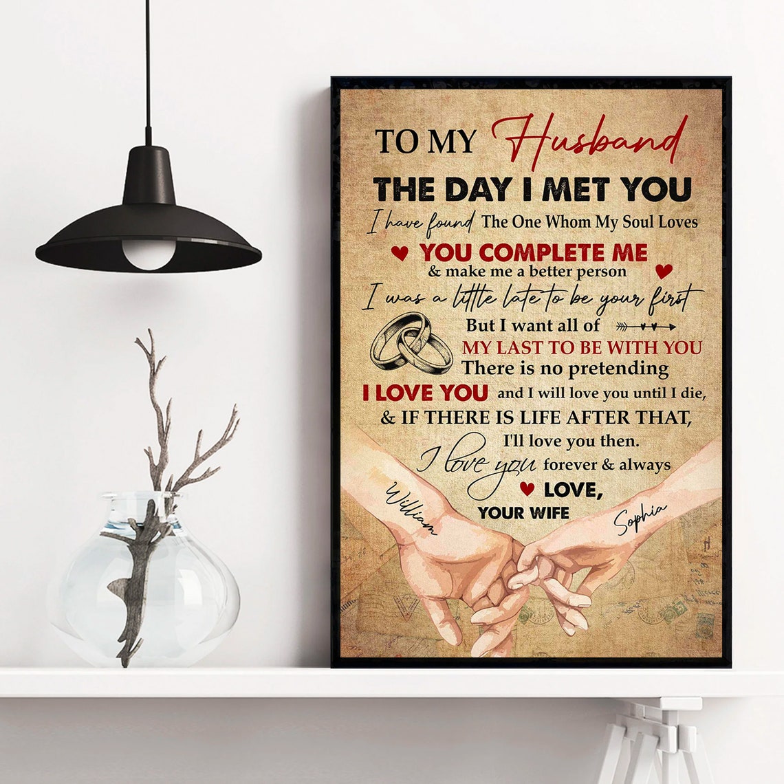 To My Husband The Day I Met You Vintage Love Letter Art Poster - Image 4