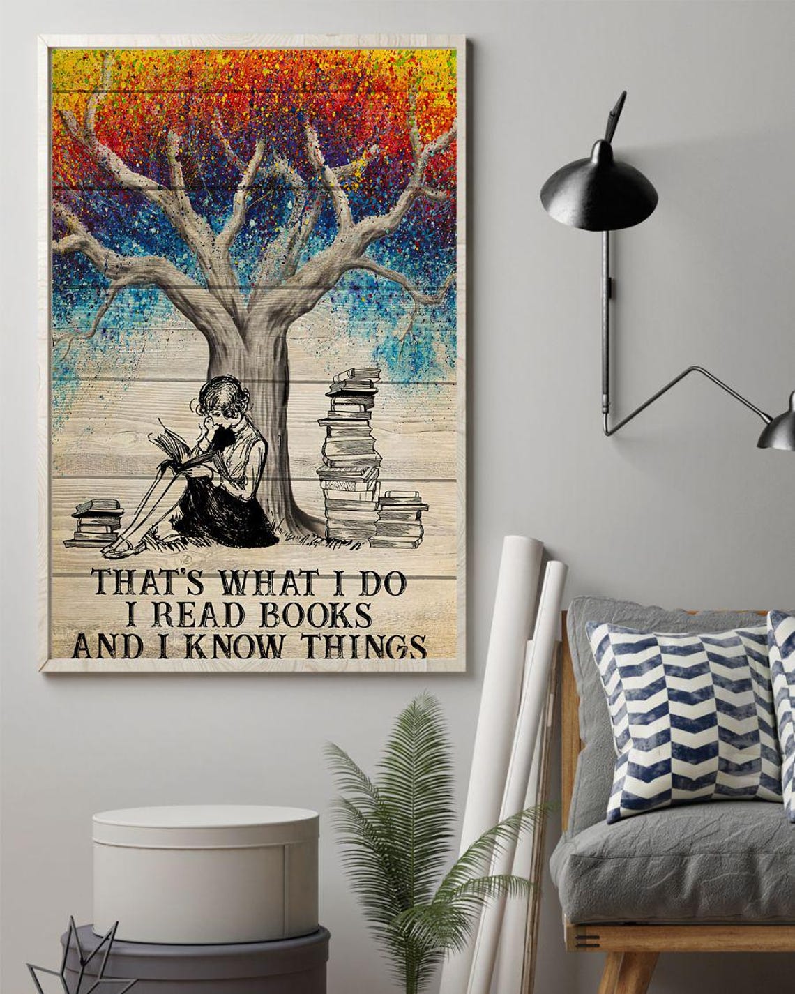 Thats What I Do I Read Books And I Know Things Colorful Tree Poster - Image 2