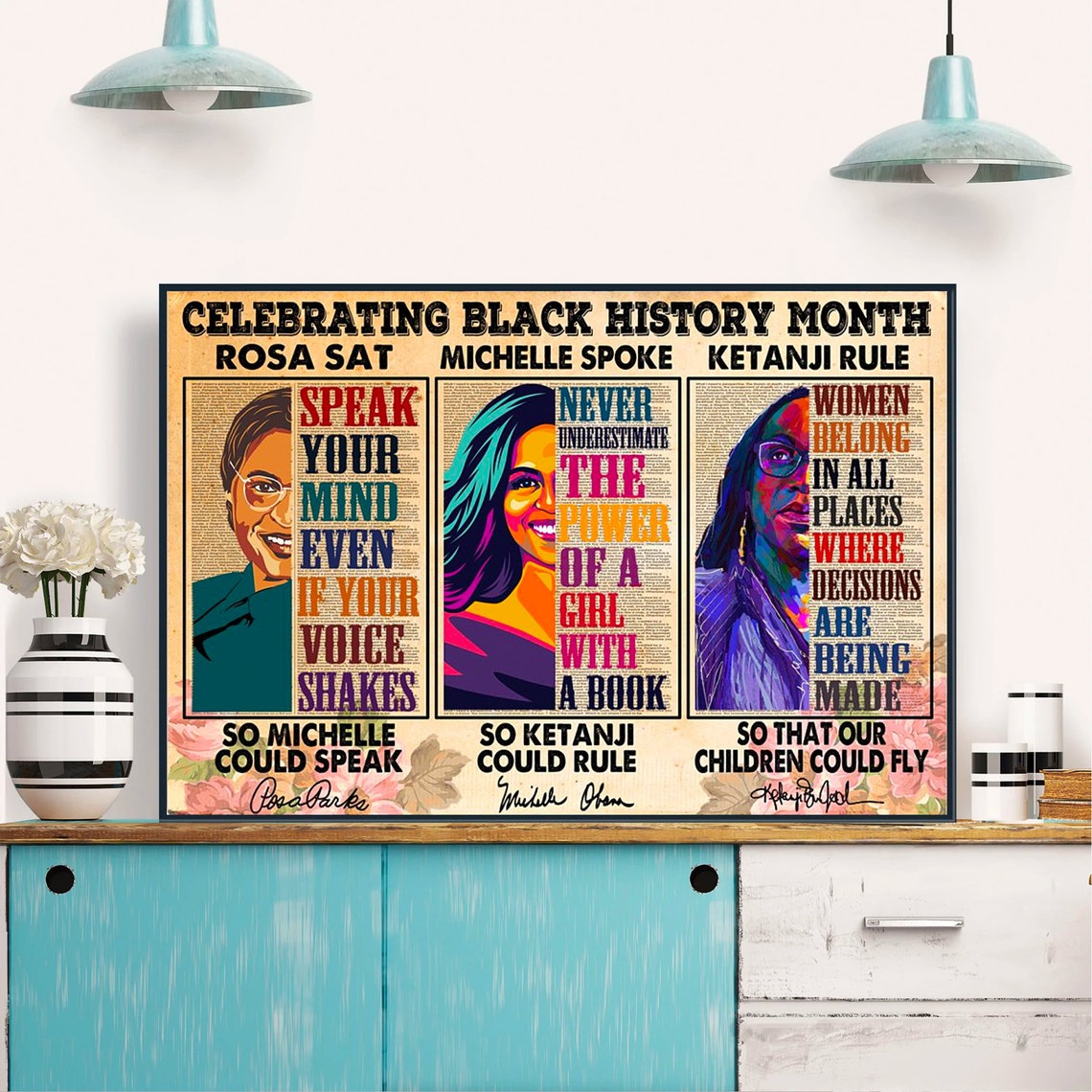 Celebrating Black History Month Rosa Parks Michelle Obama Poster - Image 3