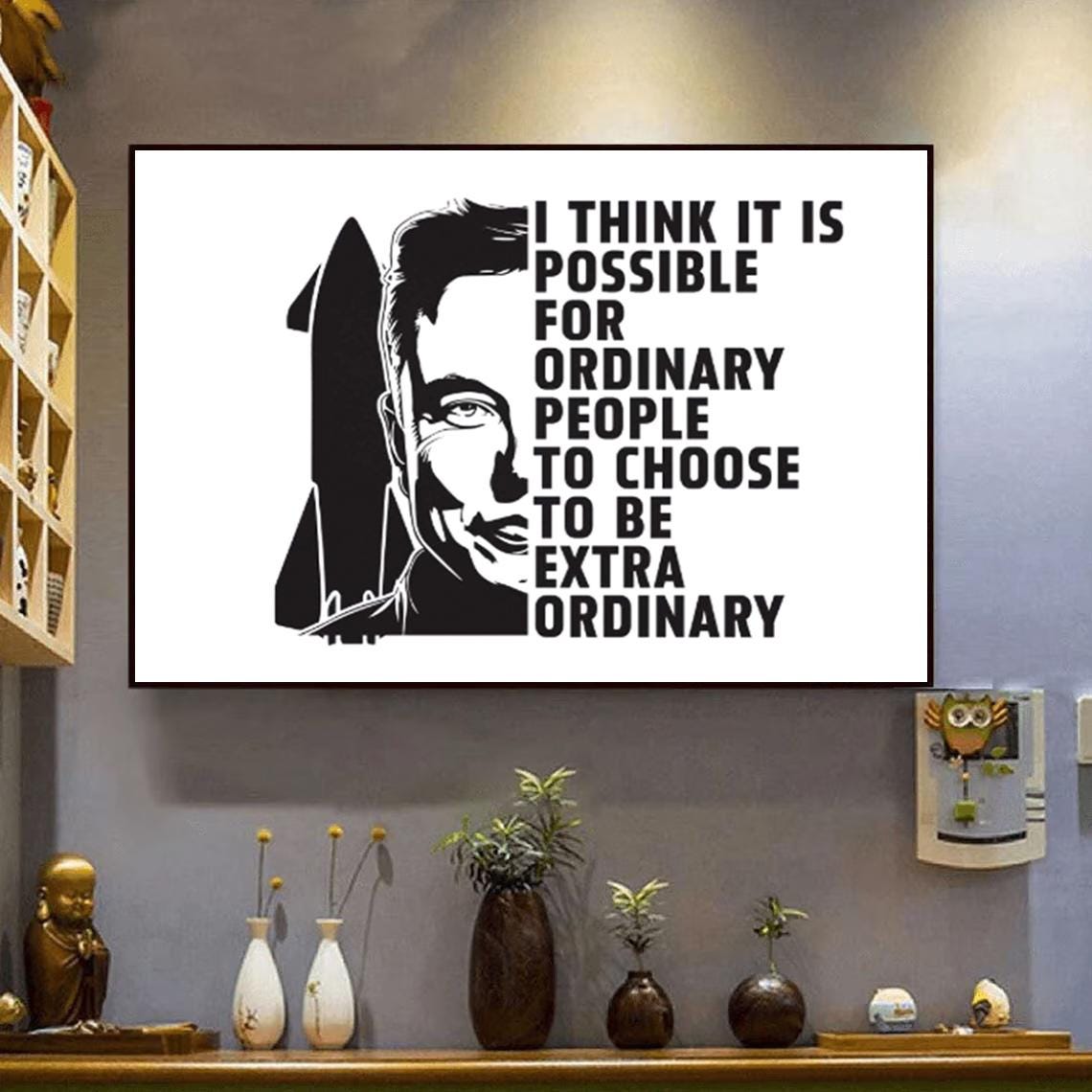 Elon Musk Ordinary People Can Be Extraordinary Rocket Quote Poster - Image 4