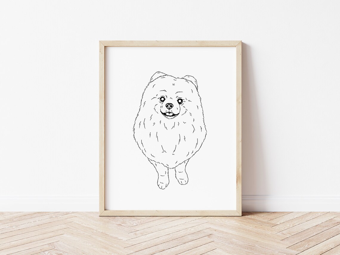 Joe Chihuahua in Sweater Custom Line Drawing Pet Portrait Poster - Image 2