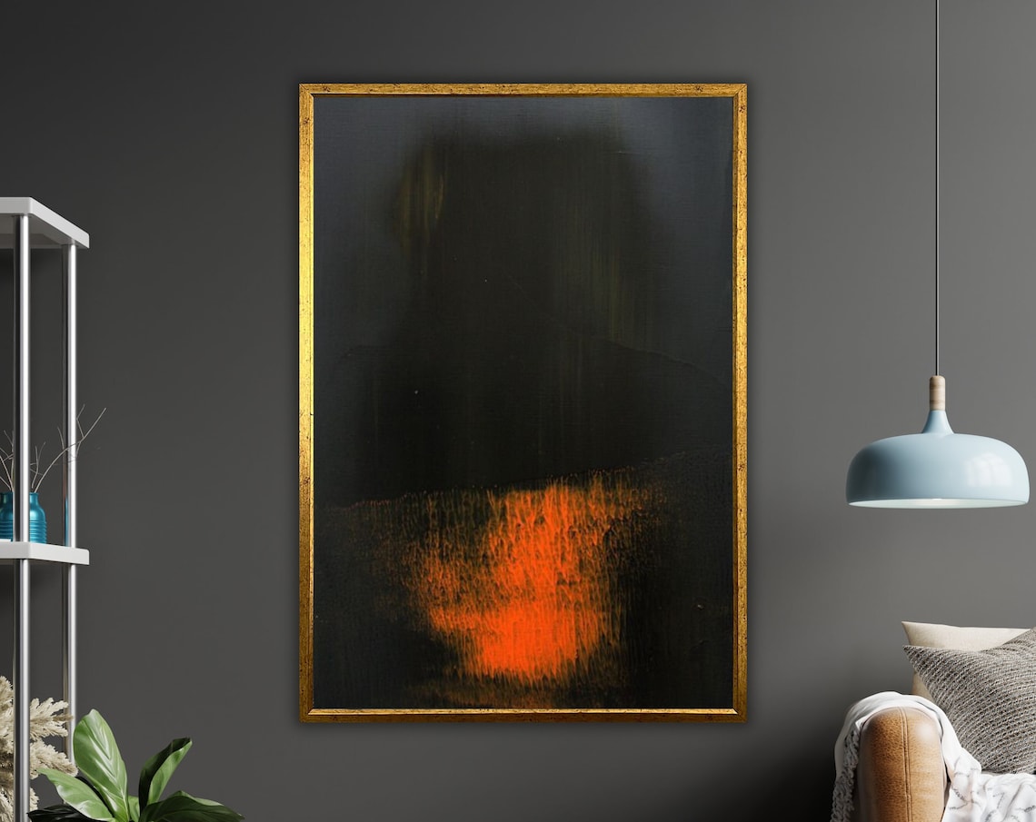 Mark Rothko Style Dark Abstract Orange Glow Field Art Poster