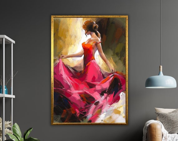 The Red Dance Print Ready To Hang Framed Wall Art Abstract Painting Modern Home Decor