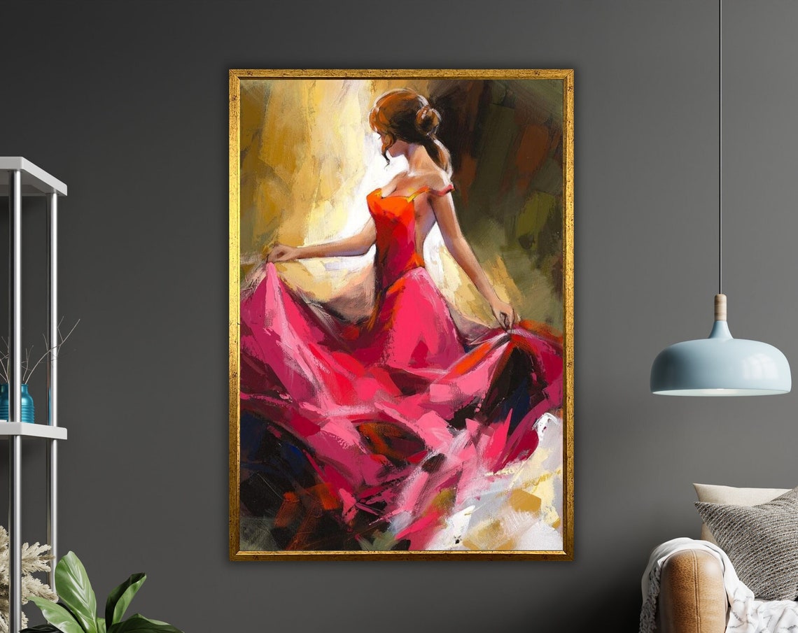 The Red Dance Print Ready To Hang Framed Wall Art Abstract Painting Modern Home Decor
