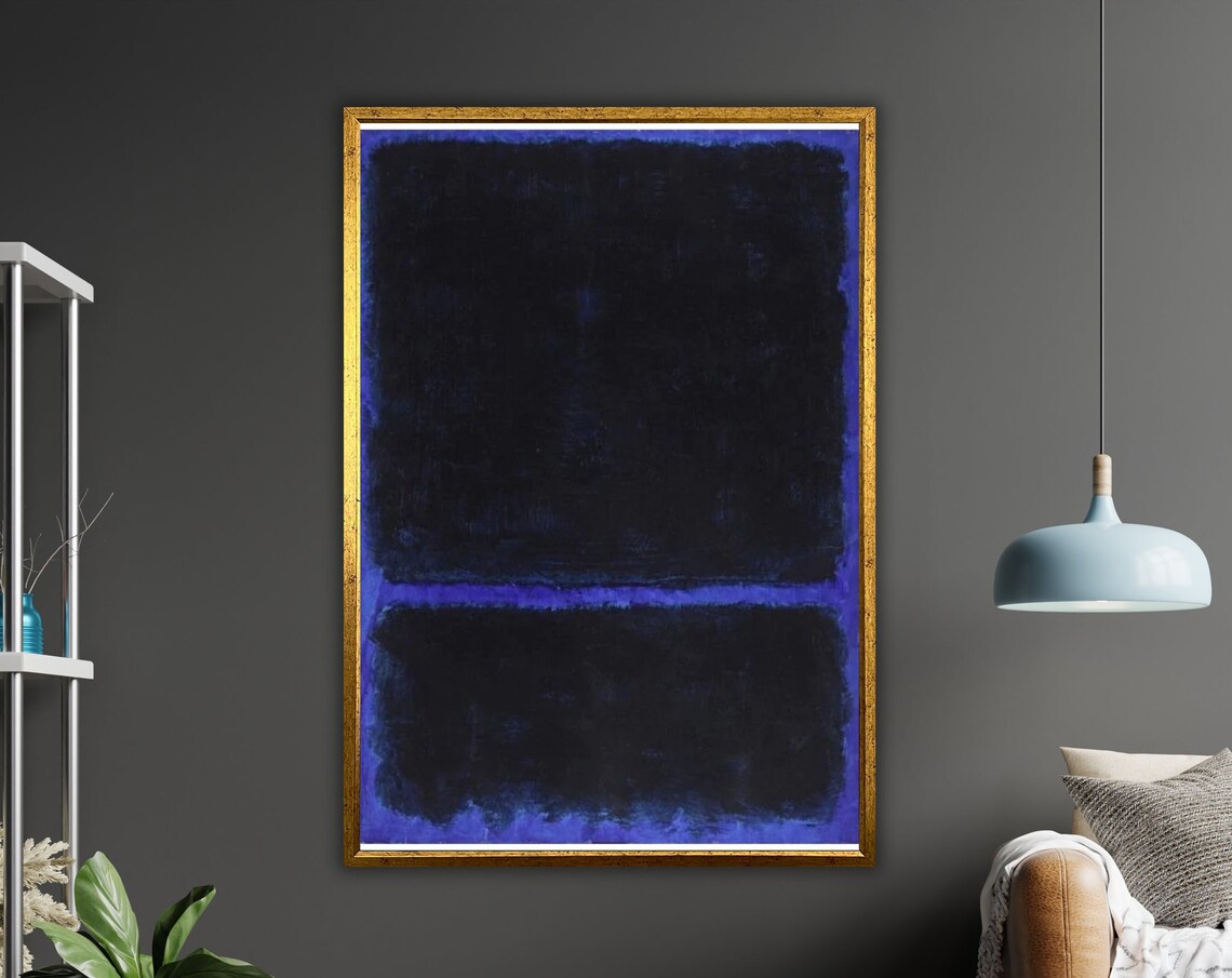 Rothko Style Dark Blue Black Moody Color Field Modern Art Wall Poster